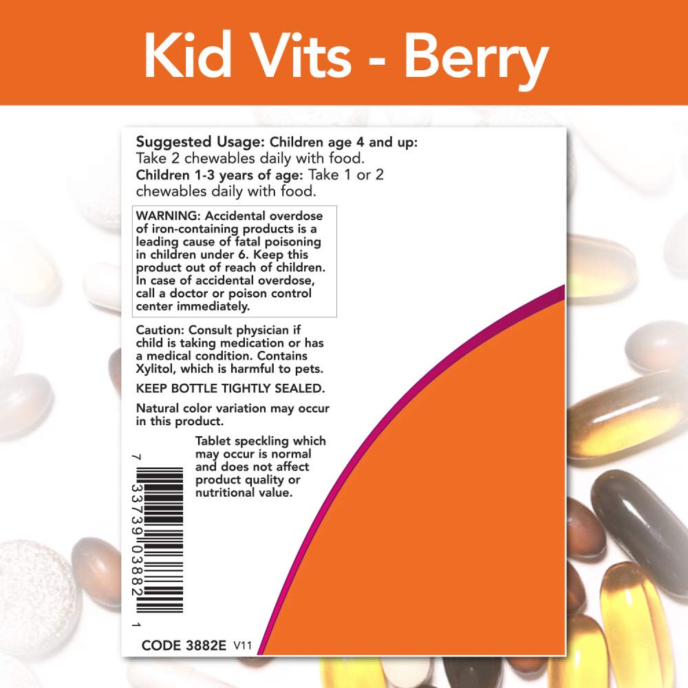 NOW Foods Kid Vits Berry Lemonade 120 Chewable Tablet