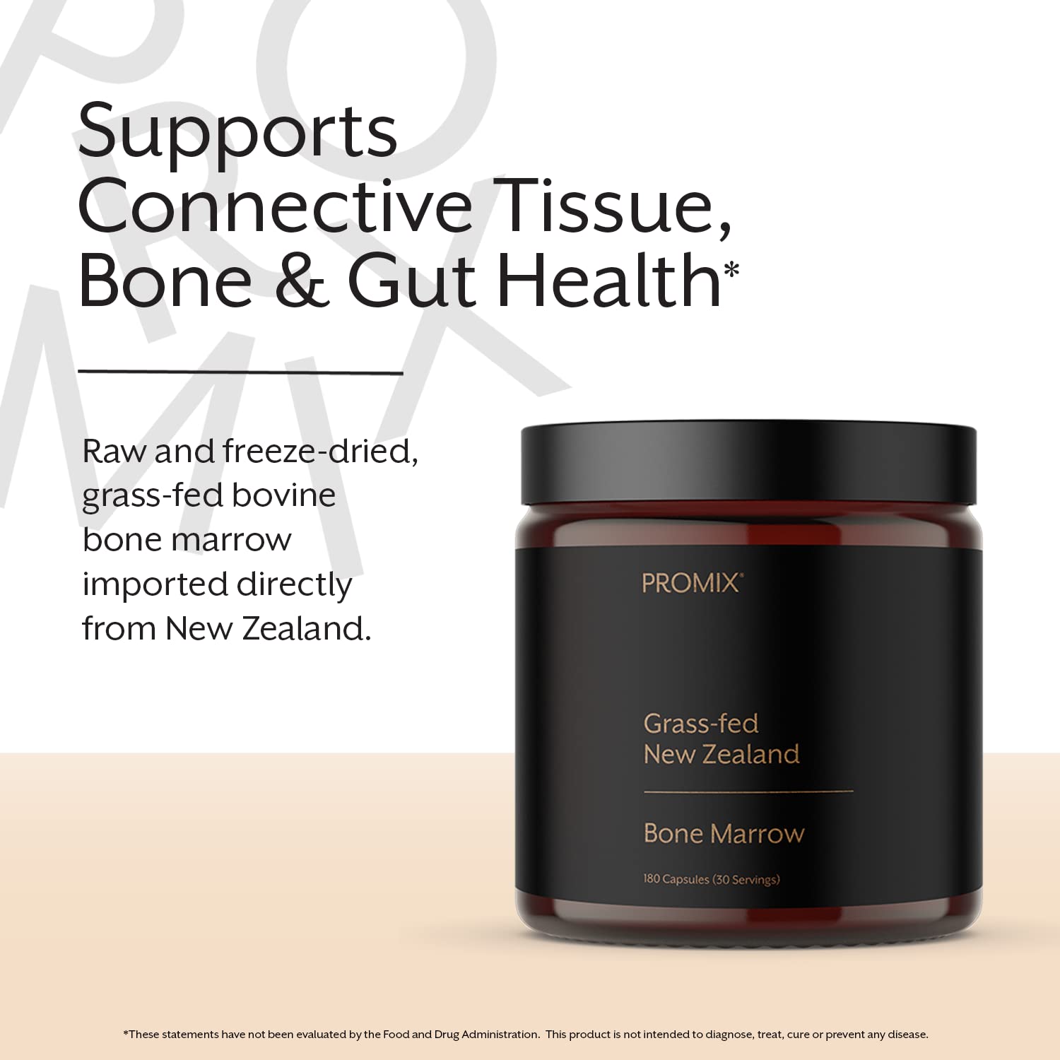 ProMix Nutrition Grass-Fed Beef Bone Marrow Supplement | Rich in Collagen, Vitamins & Minerals - Raw & Freeze Dried | - 180 Gelatin Capsules