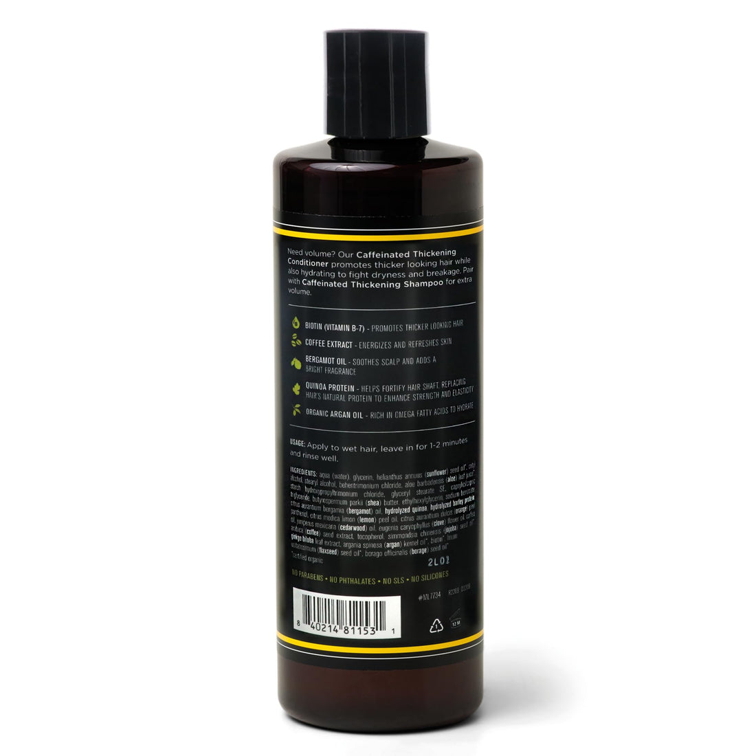 Barrel & Oak - Caffeinated Coffee & Citrus Thickening Conditioner, Thickens & Strengthens Hair, Adds Volume, Moisturizes & Soothes Skin, Vegan (16 oz)