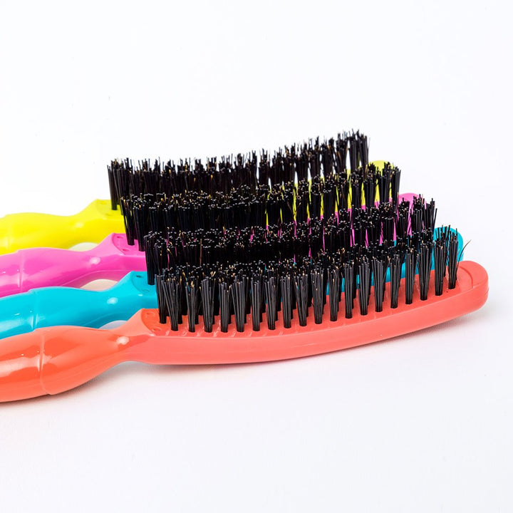 WINSUN Salon Comb Boar&Nylon Bristle Teasing Hair Brush, Three row Teasing Hair Brush for Creating Volume and Hair Care Scalp Massage for Hair Growth.Great for all Hair Types (4-pack).