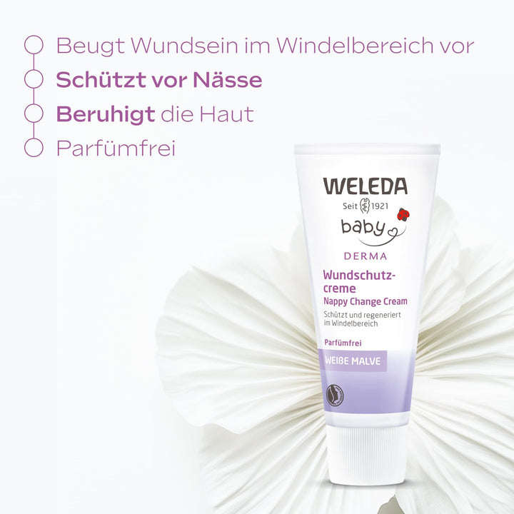Weleda Baby White Mallow Diaper Care Cream, 1.7 Fluid Ounce, Fragrance Free Plant Rich Protection with White Mallow, Pansy, Sesame and Coconut Oils