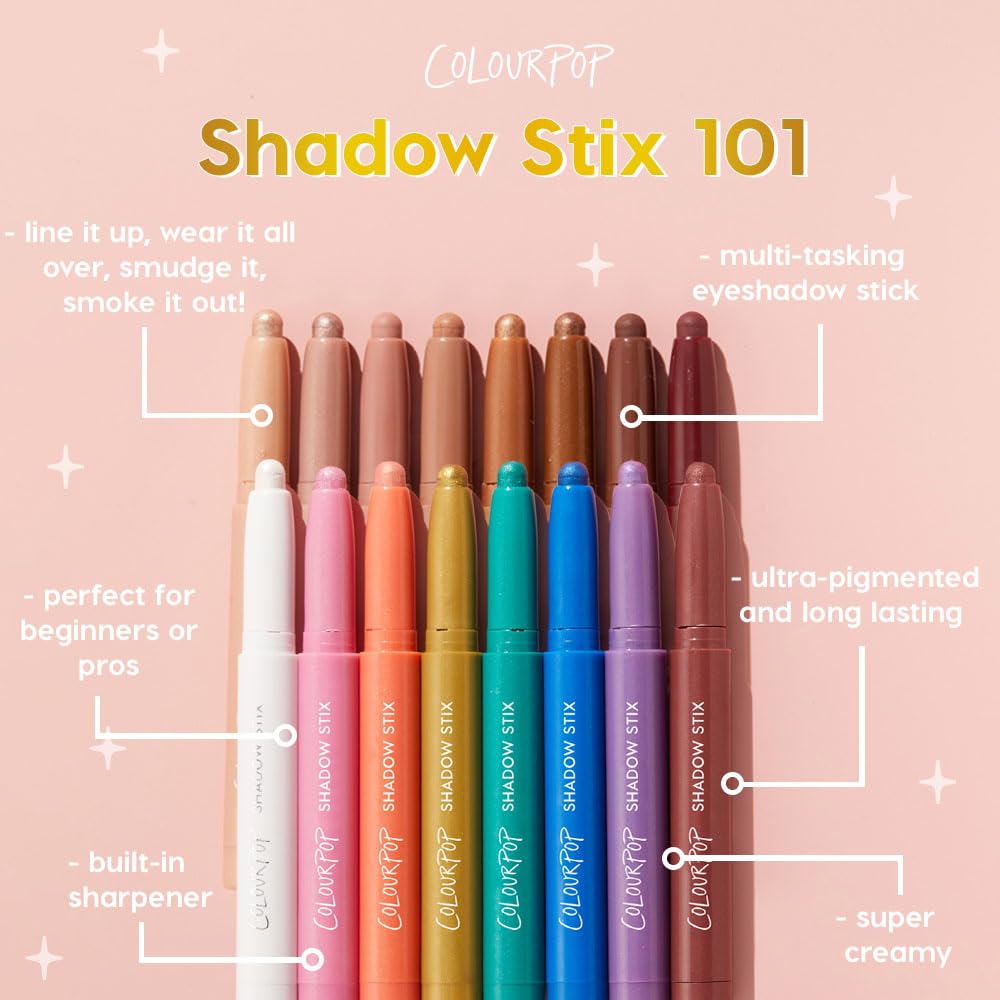 ColourPop Shadow Stix - Cream Eyeshadow Stick with Long-Lasting Color - Multi-Use Cream Makeup with a Built-In Sharpener & Precise Tip for Easy Application - Midnight Hour (0.05 oz)