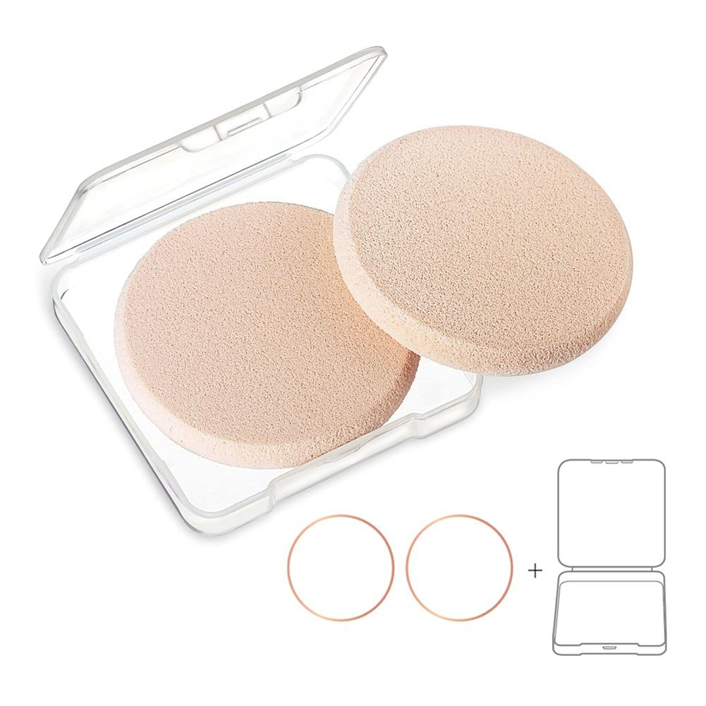 Kooba Face Powder Puff Makeup Blender Round Primer Sponges for Cosmetic Flawless Foudation 2pcs with 1 Cace