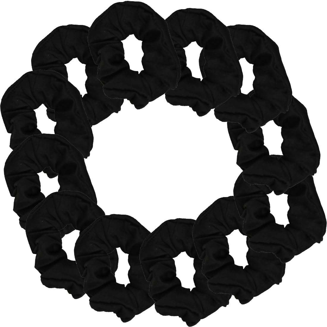 Motique Accessories Black: 12 Pack Solid Hair Ties Scrunchies - Black