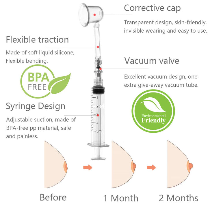 Gipizi Inverted Nipple Corrector Puller 2 PC Nipple Aspirator Corrector Women Nipple Suckers for Flat Nipples