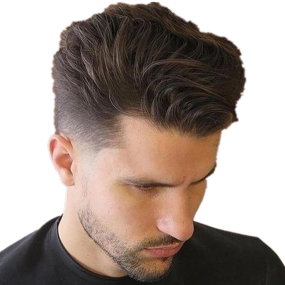 #2 Dark Brown : N.L.W. European virgin human hair toupee for men with transparent Thin skin PU, 10 x 8 Straight hair pieces for men #2 Dark brown