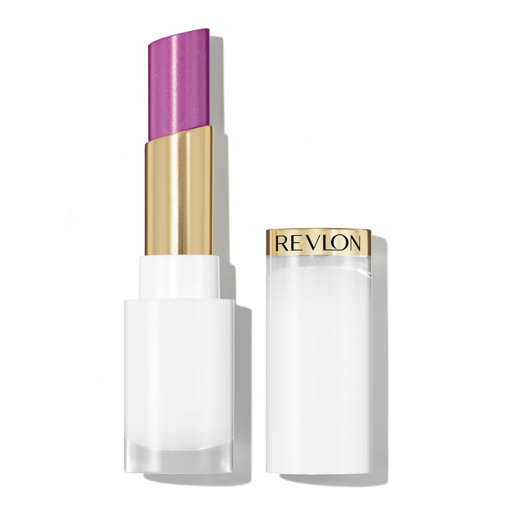 REVLON Super Lustrous Glass Shine Balm, Hydrating Tinted Lip Balm with Hyaluronic Acid, Aloe & Rose Quartz, Light-Medium Purple Lipstick, 017 Luminous Lilac, 0.11 oz