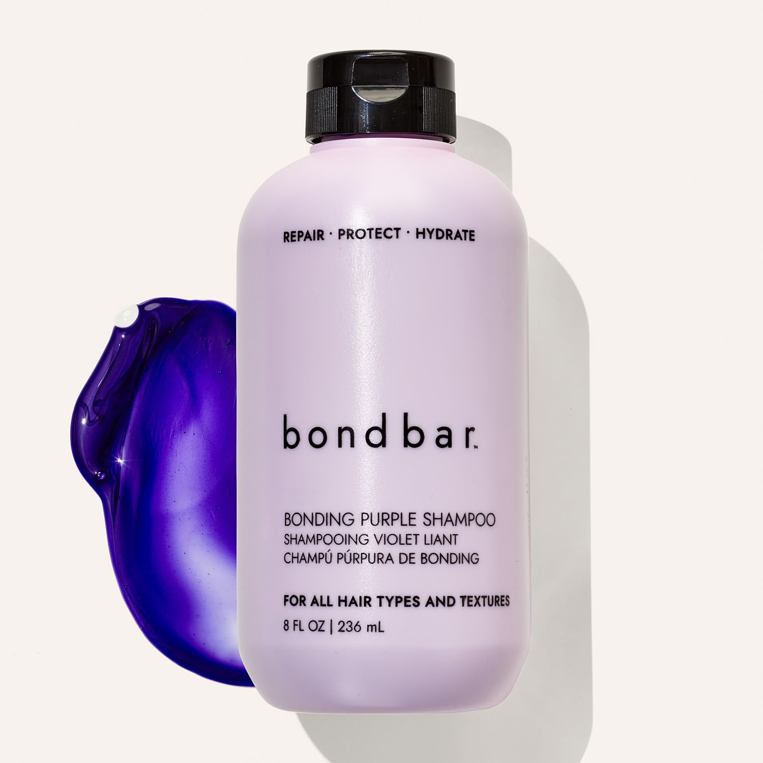 Bondbar Purple Brightening Shampoo for Blonde, Lightened & Gray Hair, Neutralizes Brassiness, Repairs, Protects, Hydrates, Vegan, CrueltyFree, 8 Fl. Oz