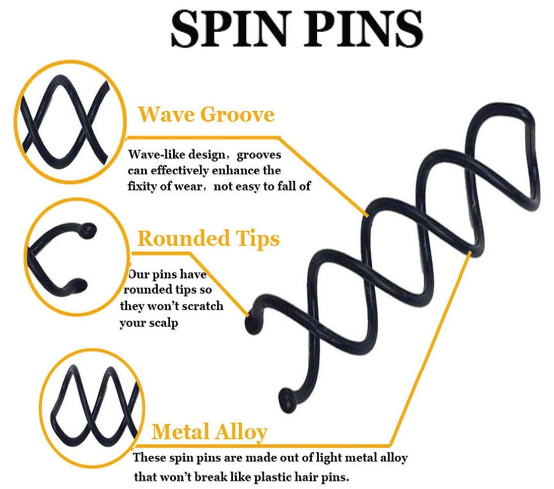 Hyamass 50pcs Non-Scratch Round Tips Spiral Bobby Hair Pins Spin Pins Twist Screw Hair Pins (Black)