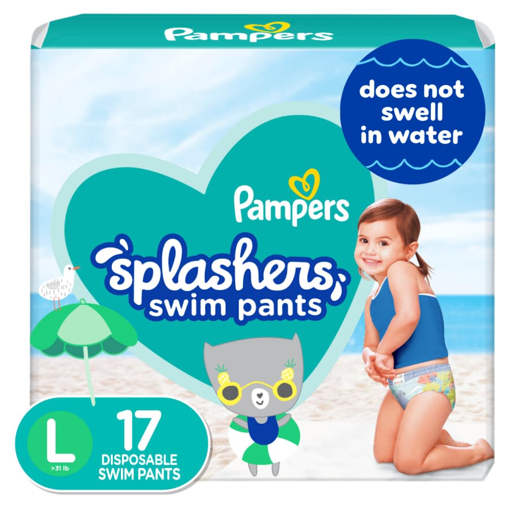Pampers Splashers Swim Diapers Disposable Swim Pants, Large (> 31 lb), 17 Count
