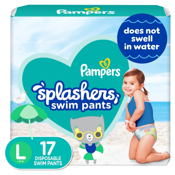 Pampers Splashers Swim Diapers Disposable Swim Pants, Large (> 31 lb), 17 Count