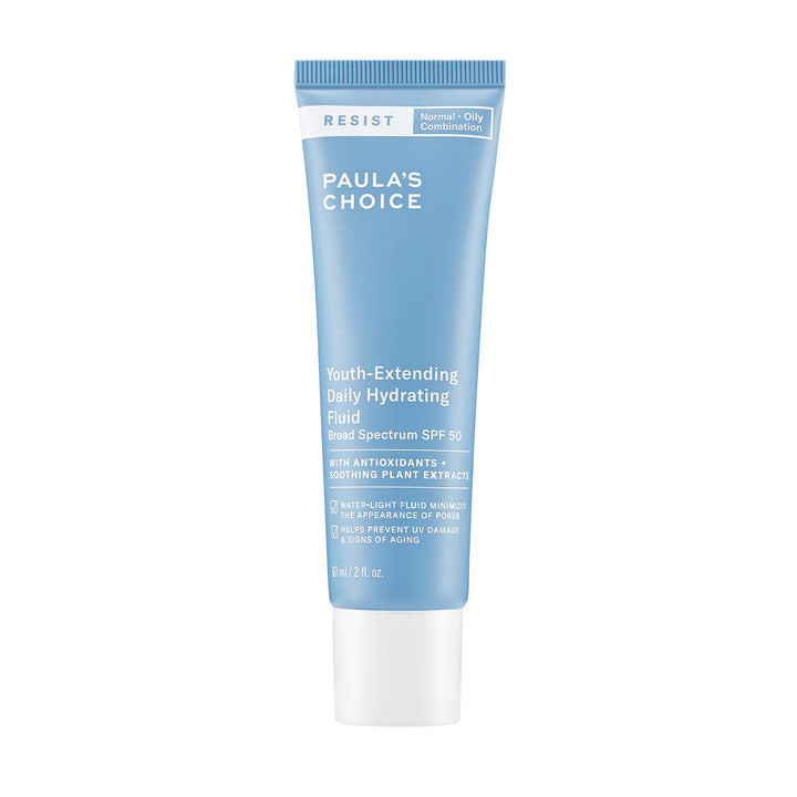 Paula's Choice RESIST Daily Hydrating Fluid Face Moisturizer SPF 50, UVA & UVB Protection, Chamomile & Vitamin E, Sunscreen for Oily Skin, 2 Ounce