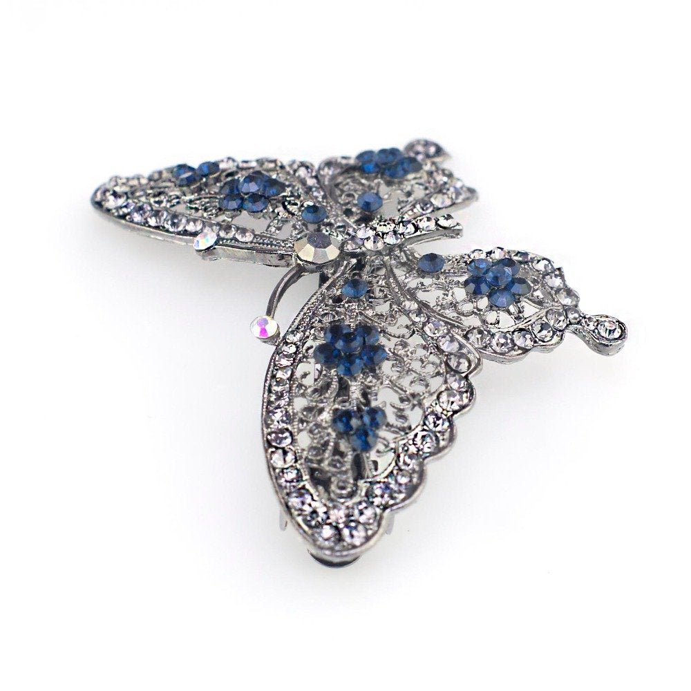AKOAK Amazing Fashion Butterfly Hairpin Blue Crystal Headwear Barrette Hair Clip Headwear Accessories Jewelry