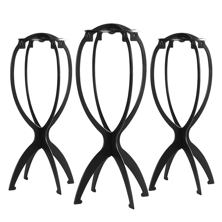 Dreamlover 3 Pack Tall Wig Stands for All Wigs, 14.2 Inches Portable Collapsible Wig Dryer, Durable Wig Display Tool, Travel Wig Stands (Black)