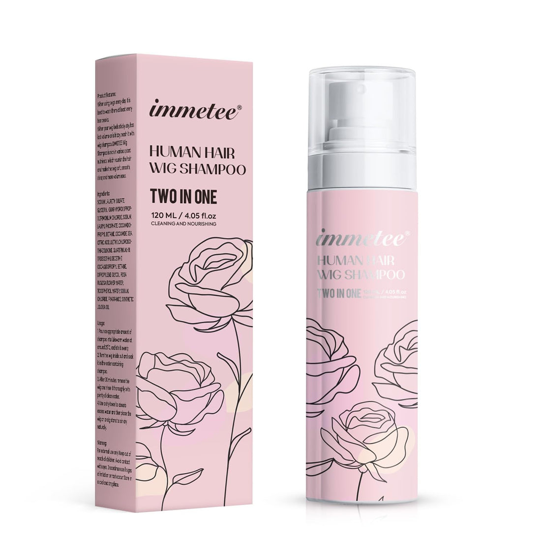 immetee 2 In 1 Wig Shampoo and Wig Conditioner, Extend the Life of a Wig, Wig Shampoo.120ml/4.05fl.oz (Natural Wigs)