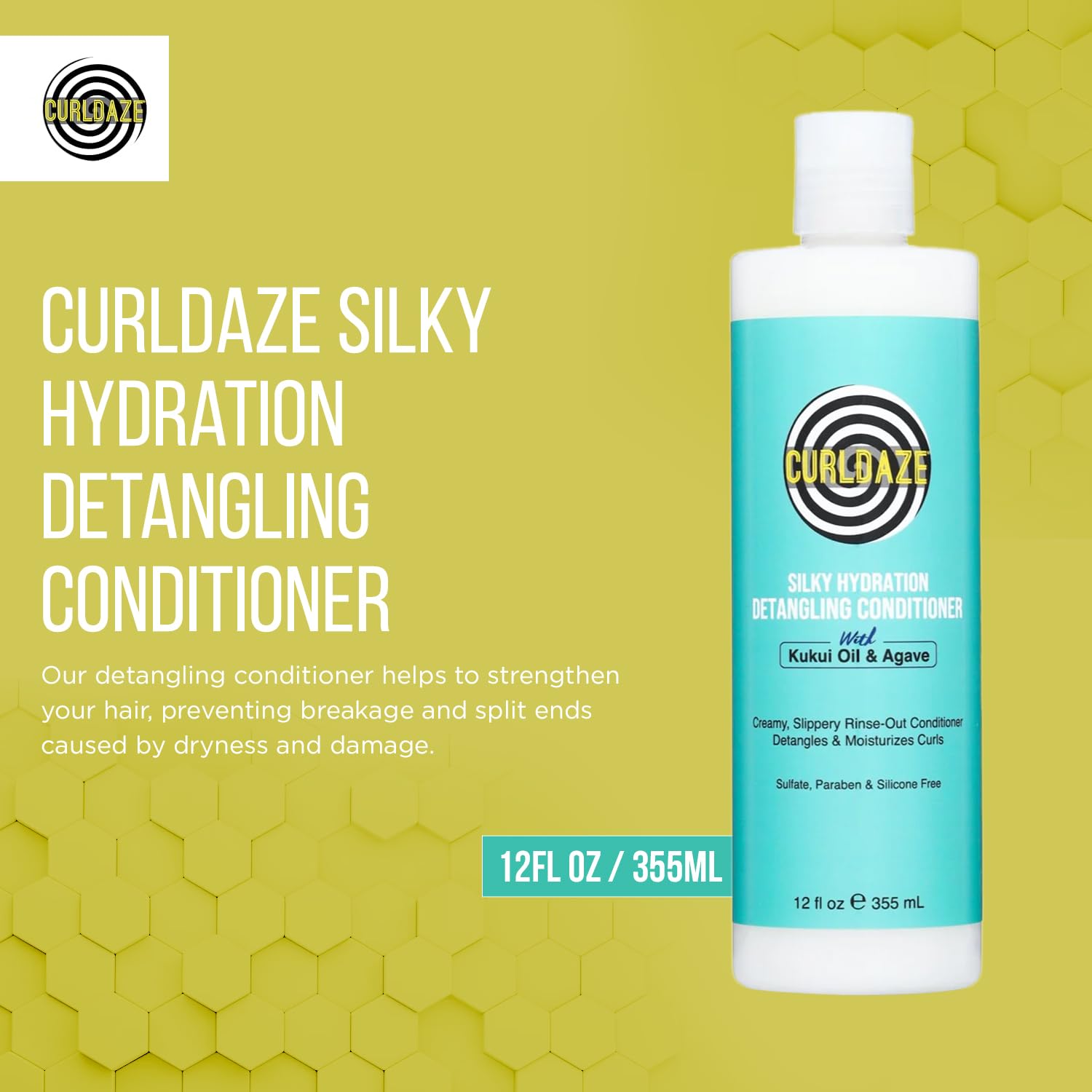 The Curldaze Silky Hydration Creamy Conditioner, Features the Kukui Oil (Koo-Koo-Ee) Oil, Rich in Omega-3 and Vitamins A, C, and E to Strengthen Hair, Agave to Add a Luxurious Shine for Daze!