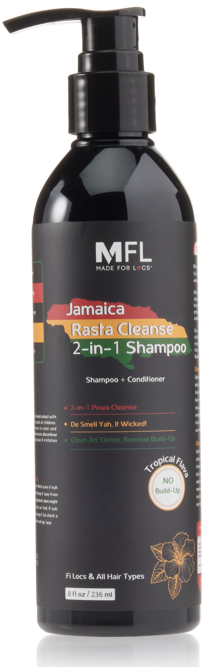 Made For Locs Jamaica Rasta Cleanse 2 in 1 Shampoo - Ready-to-Use, Tropical Scent, Natural Hair Cleanser for Locs & Dreadlocks, 8 oz