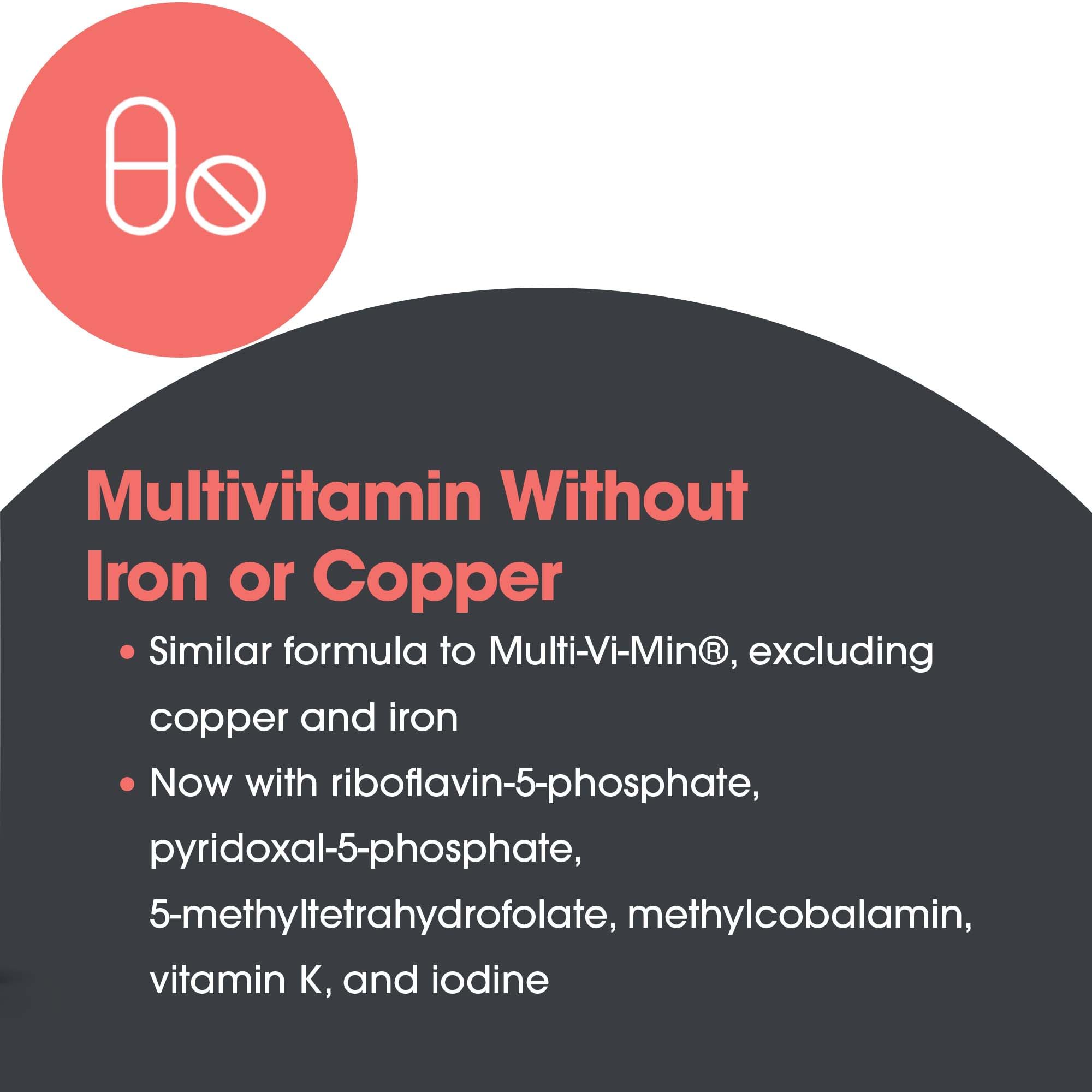 Allergy Research Group Multi-Vi-Min Without Copper & Iron - Multivitamin for Men & Women, Mineral Complex, Active Nutrients, with Iodine - 150 Count