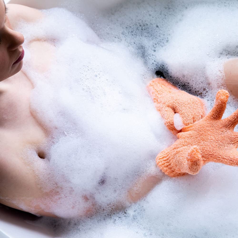 Cleanlogic Bath and Body Exfoliating Stretch Bath/Shower Gloves Assorted Colors, 3 Pair - 9 Count