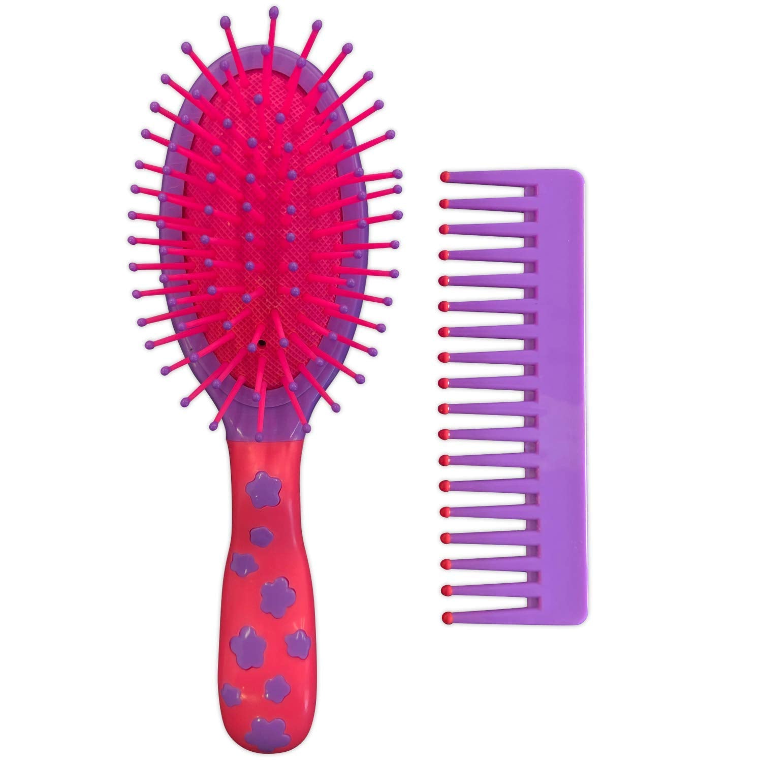 Scunci Girl 2pc Brush And Comb Flower Pack, Assorted Colors