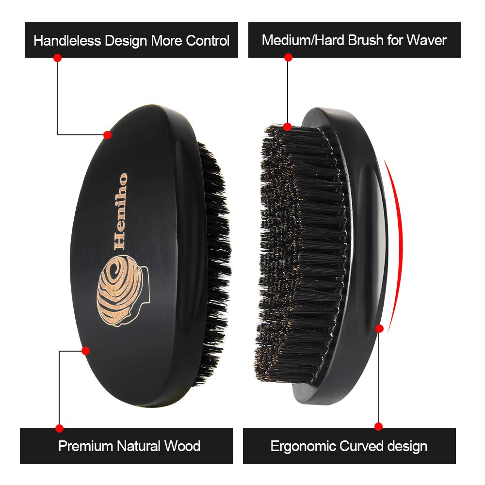 3pcs Silky Durag with Wave Brush for Men 360, Curved Medium/Hard Hair Brush Kits,A