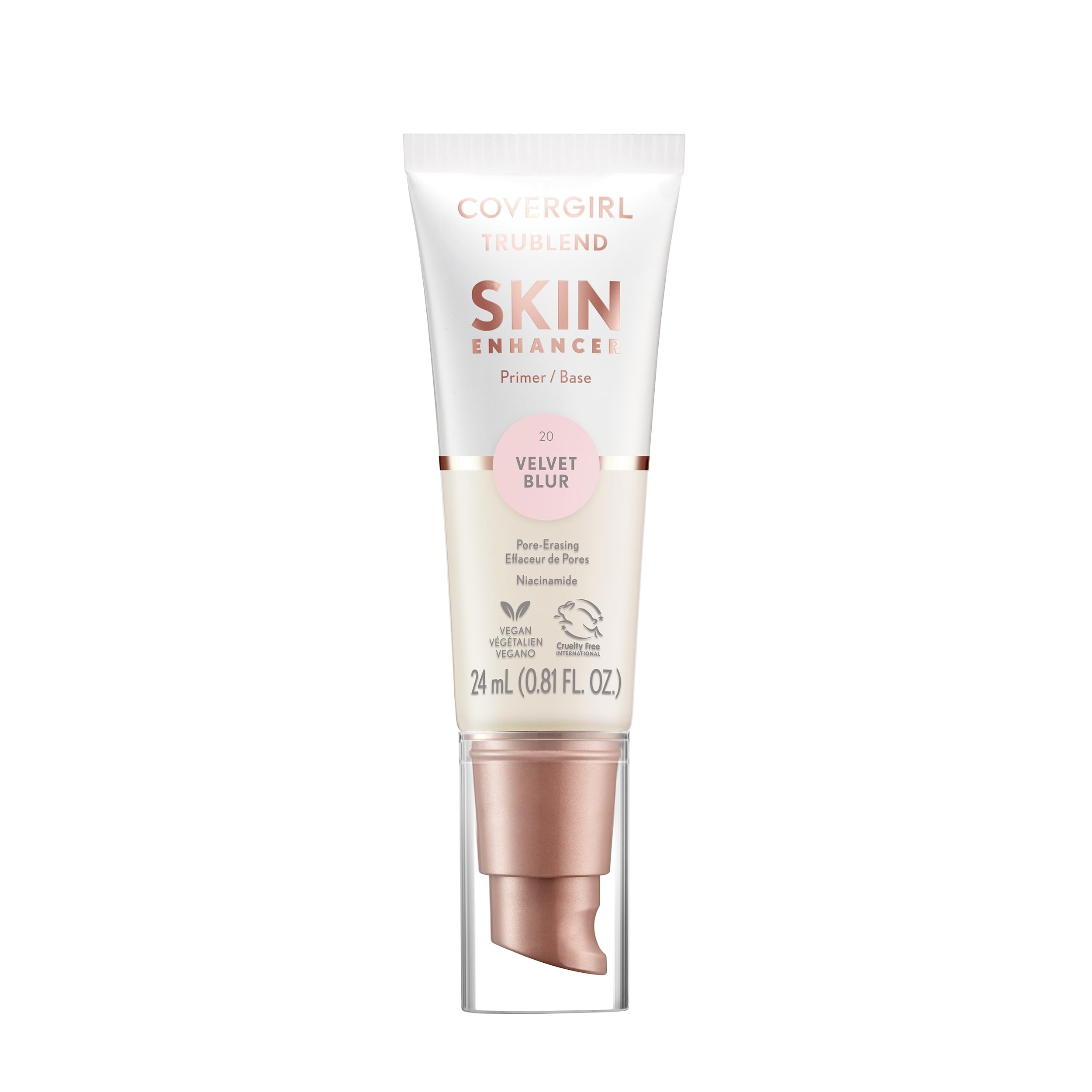 CoverGirl TruBlend Skin Enhancer, Velvet Blur, Primer, Plumps Dry Skin, Blurs Pores, Hydrating, Brightening, Lasts All Day, 0.81oz