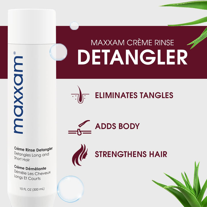 Maxxam Crème Rinse Detangler for Long or Short Hair | Infused with Argan Oil | Conditioning for All Hair Types 10 Fl Oz