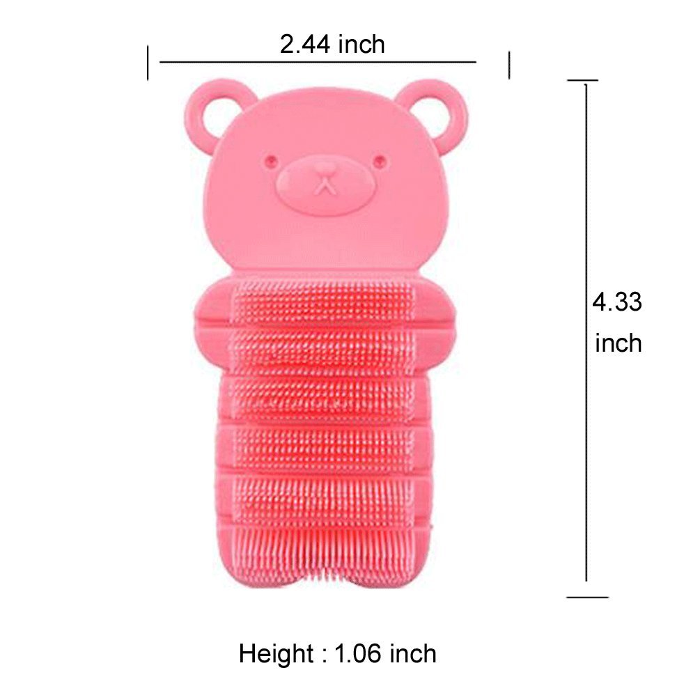JINCH Nail Scrubber Brush Kids, Finger Nails Scrub Scrubbing Cleaning Brushes with Soft Bristle for Baby Children, Cute Animal Style and 2 Colors Choice (Pink)