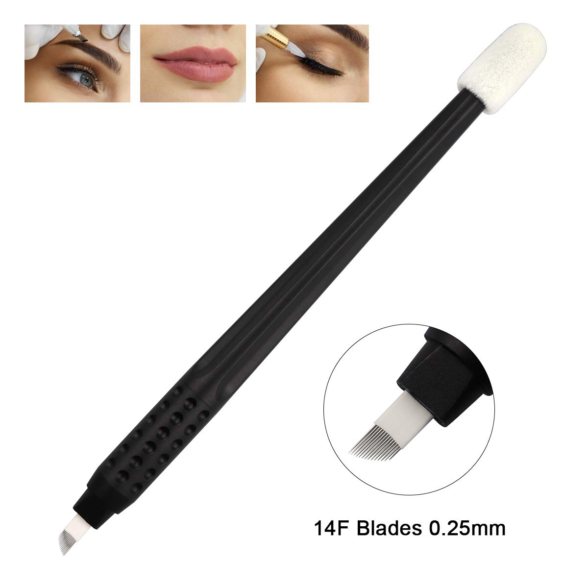 10pcs Disposable Microblading Manual Pen With Needle and Cap Permanent Makeup 14F Blades 0.2MM,disposable blister package