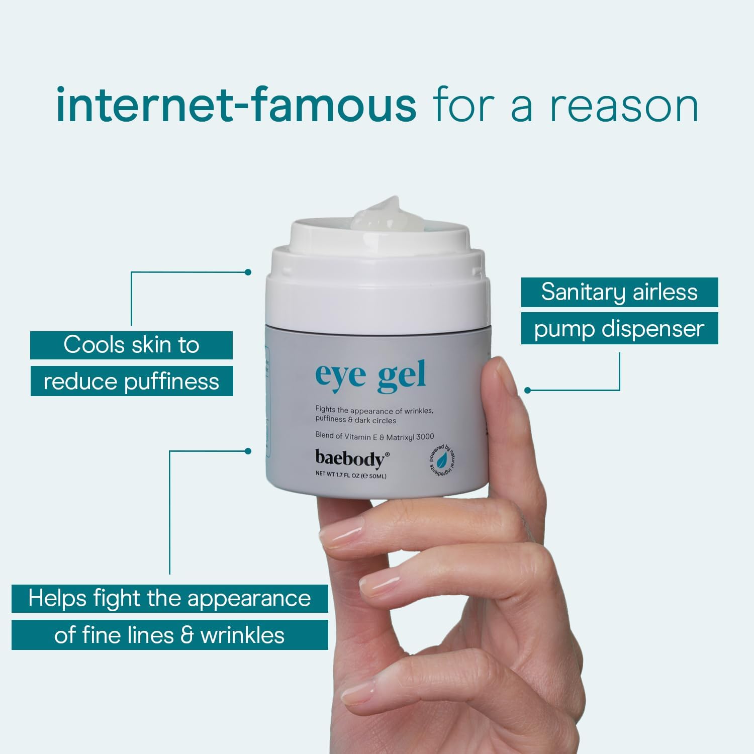 Baebody Eye Gel, Cooling Under Eye Cream For Dark Circles - Eye Cream for Puffiness and Bags under Eyes - Eye Cream Anti Aging & Hydrating, Beauty Gifts for Women