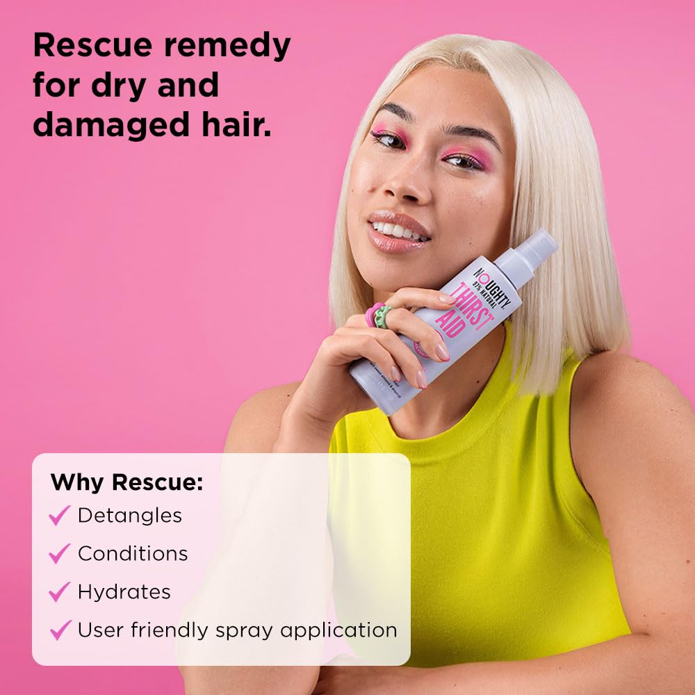 Noughty Thirst Aid Conditioning and Detangling Spray for Dry, Frizzy and Damaged Hair, Vegan-Friendly 97% Natural Sulphate Free Hair Detangler with Argan Oil, 200 ml / 6.7 fl oz