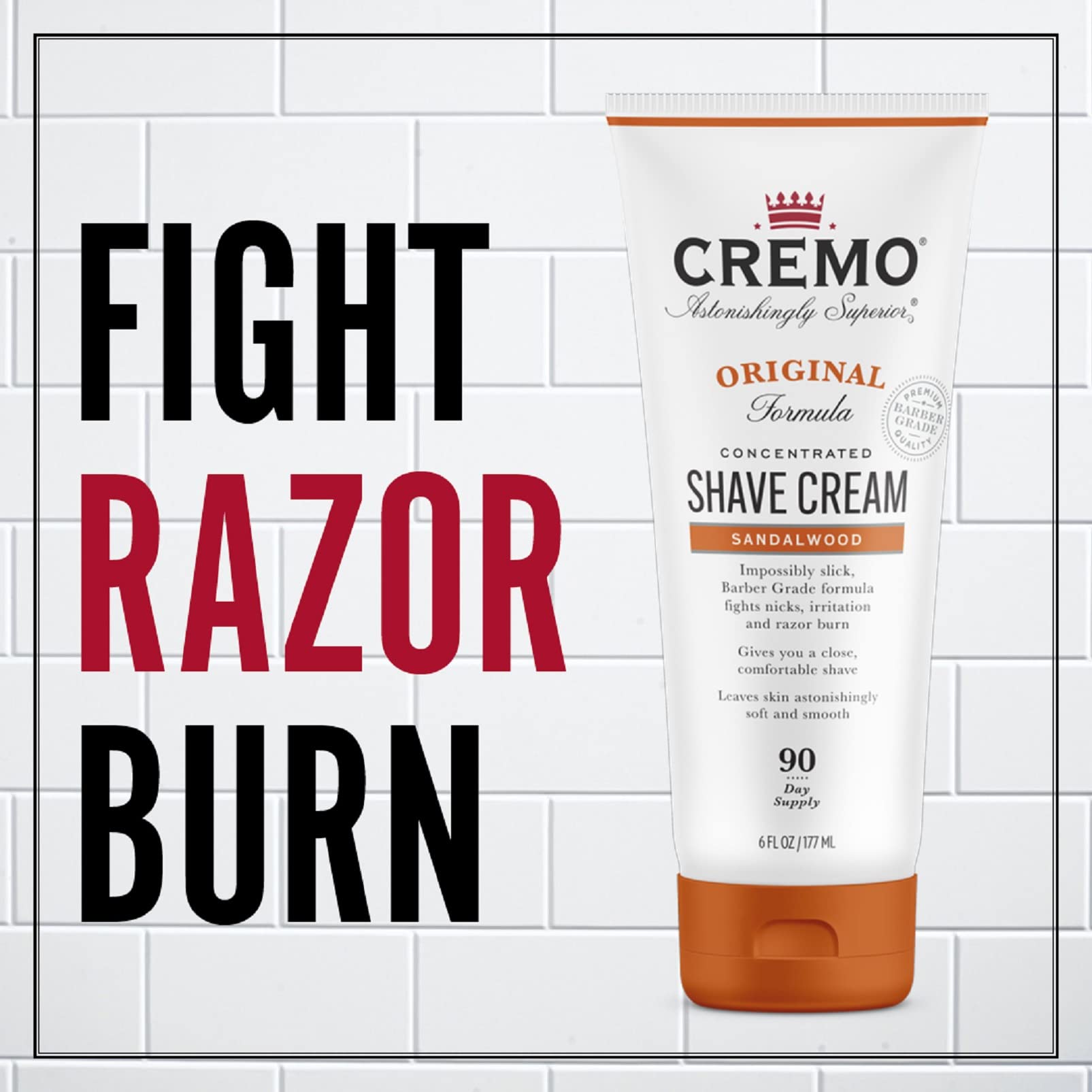 Cremo Sandalwood Shave Cream, Astonishingly Superior Smooth Shaving Cream Fights Nicks, Cuts and Razor Burn, 6 oz, 2-Pack