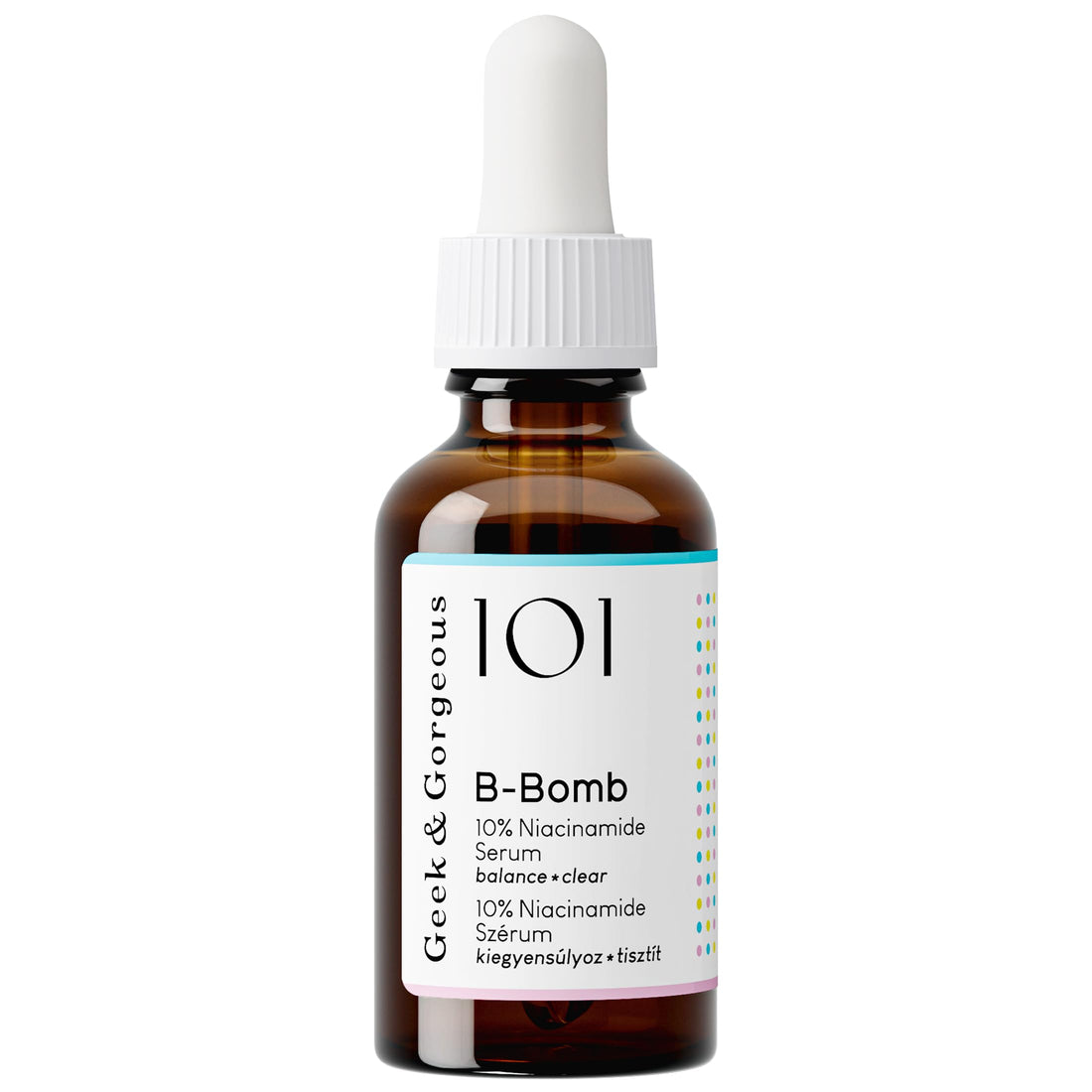 Geek & Gorgeous - B-Bomb - 10% Niacinamide Serum, Zinc PCA & Sarcosine, helps enlarged pores, oiliness and blemishes, combination skin, 1 oz