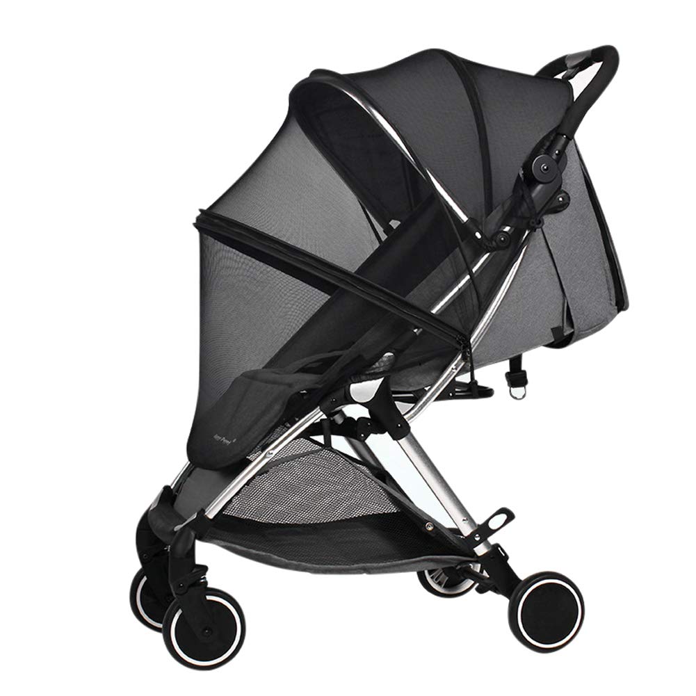 2 in 1 Net Baby Stroller Sun Shades with Zipper Window, Universal Mesh Travel Breathable See Through Outdoor Walking Beach Parasol Windproof Protective Cover for Seats, Bassinets and Carriers