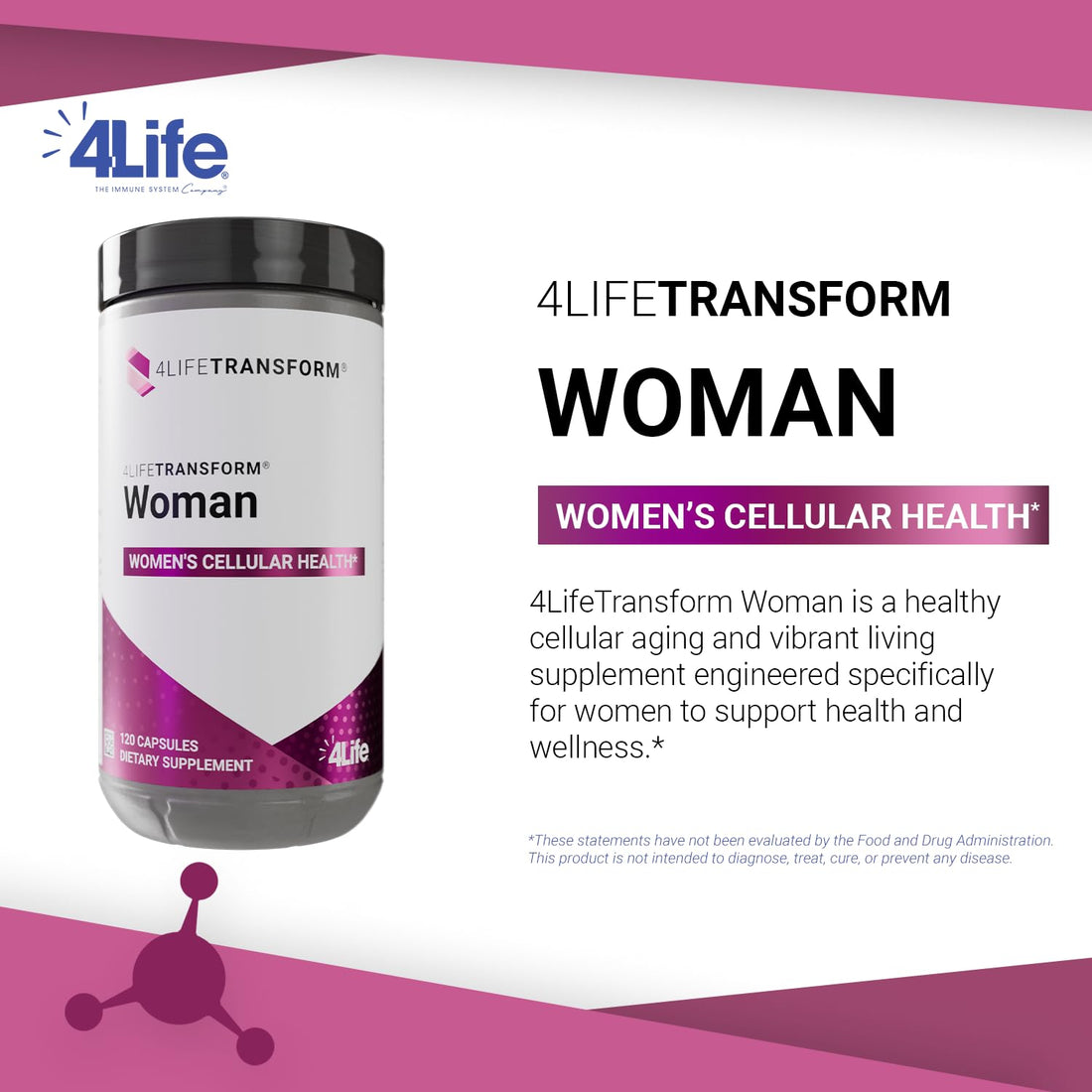 4Life Transform Woman - for Women with Velvet Bean & Evening Primrose Extracts - Supports Healthy Skin & Nitric Oxide Production - 120 Capsules