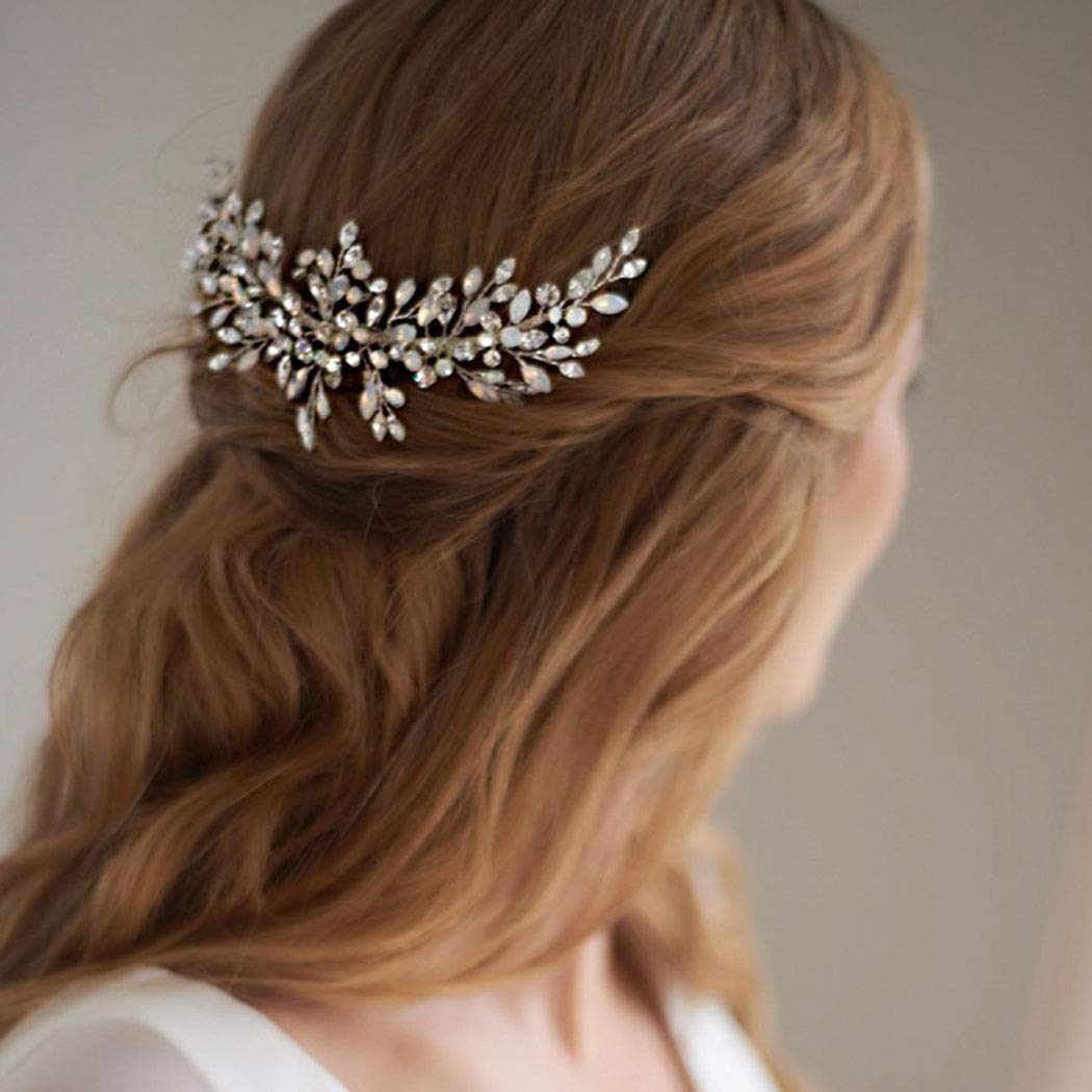 Catery Bride Wedding Hair Comb Hair Accessories with Crystal Bridal Side Combs Headpiece for Women