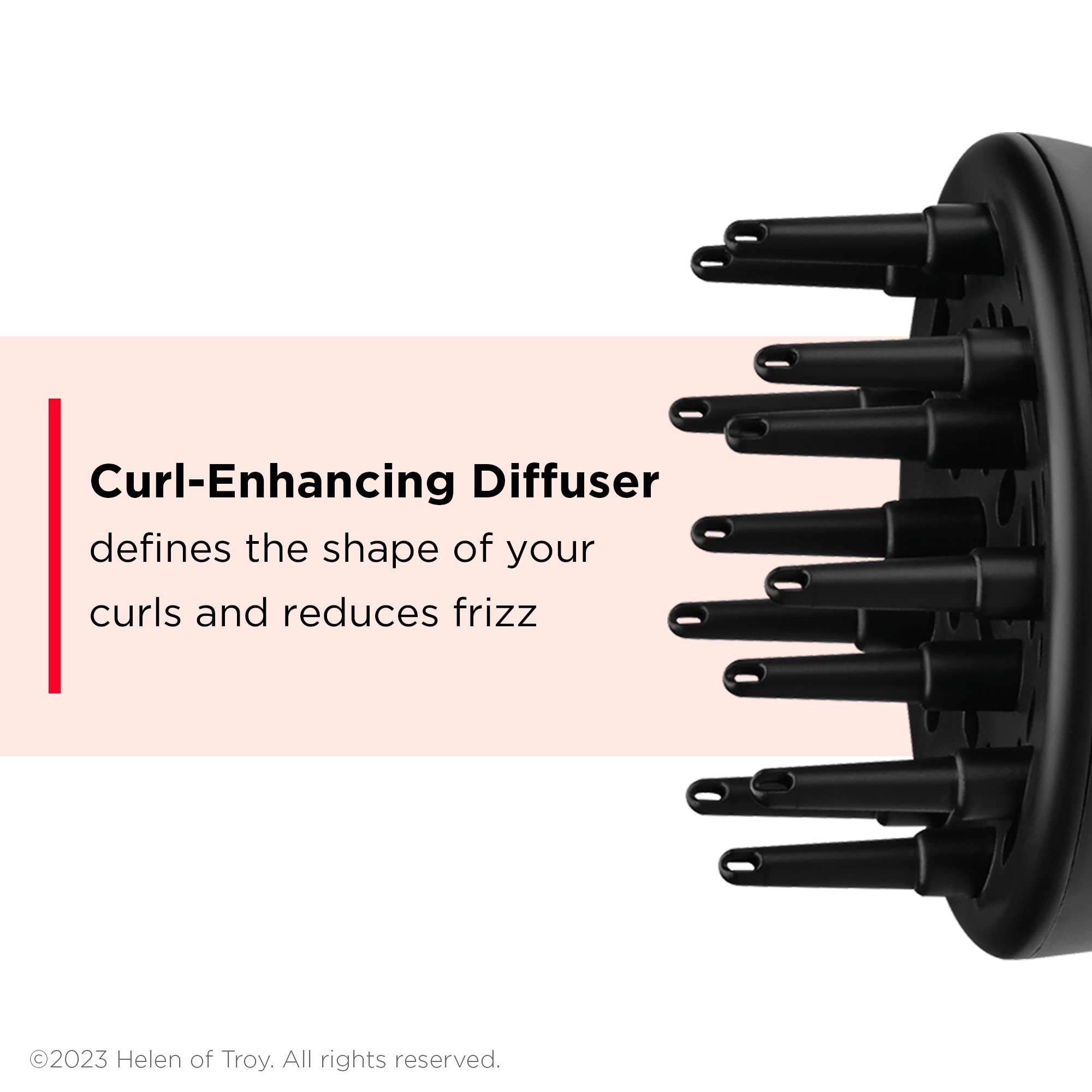 REVLON Airflow Control Hair Dryer with Diffuser | 1875W Blow Dryer Head Rotates 90° for Total Control, Wider Head for Less Drying Time, Reduces Frizz (Red)