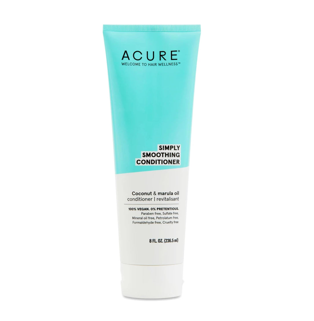 Acure Simply Smoothing Conditioner – Frizz Control & Nourishing Treatment for Silky Hair, Enhances Shine & Softness - Coconut Water & Marula Oil, 8 Fl Oz