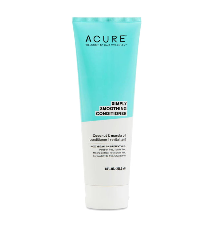 Acure Simply Smoothing Conditioner – Frizz Control & Nourishing Treatment for Silky Hair, Enhances Shine & Softness - Coconut Water & Marula Oil, 8 Fl Oz