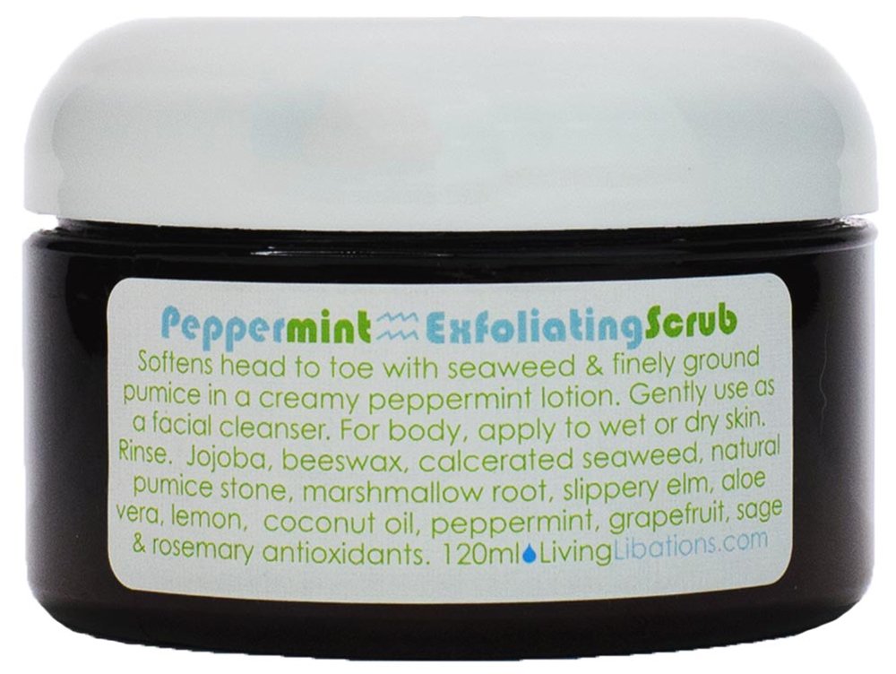 Living Libations - Organic / Wildcrafted Peppermint Exfoliating Scrub (4 oz / 120 ml)