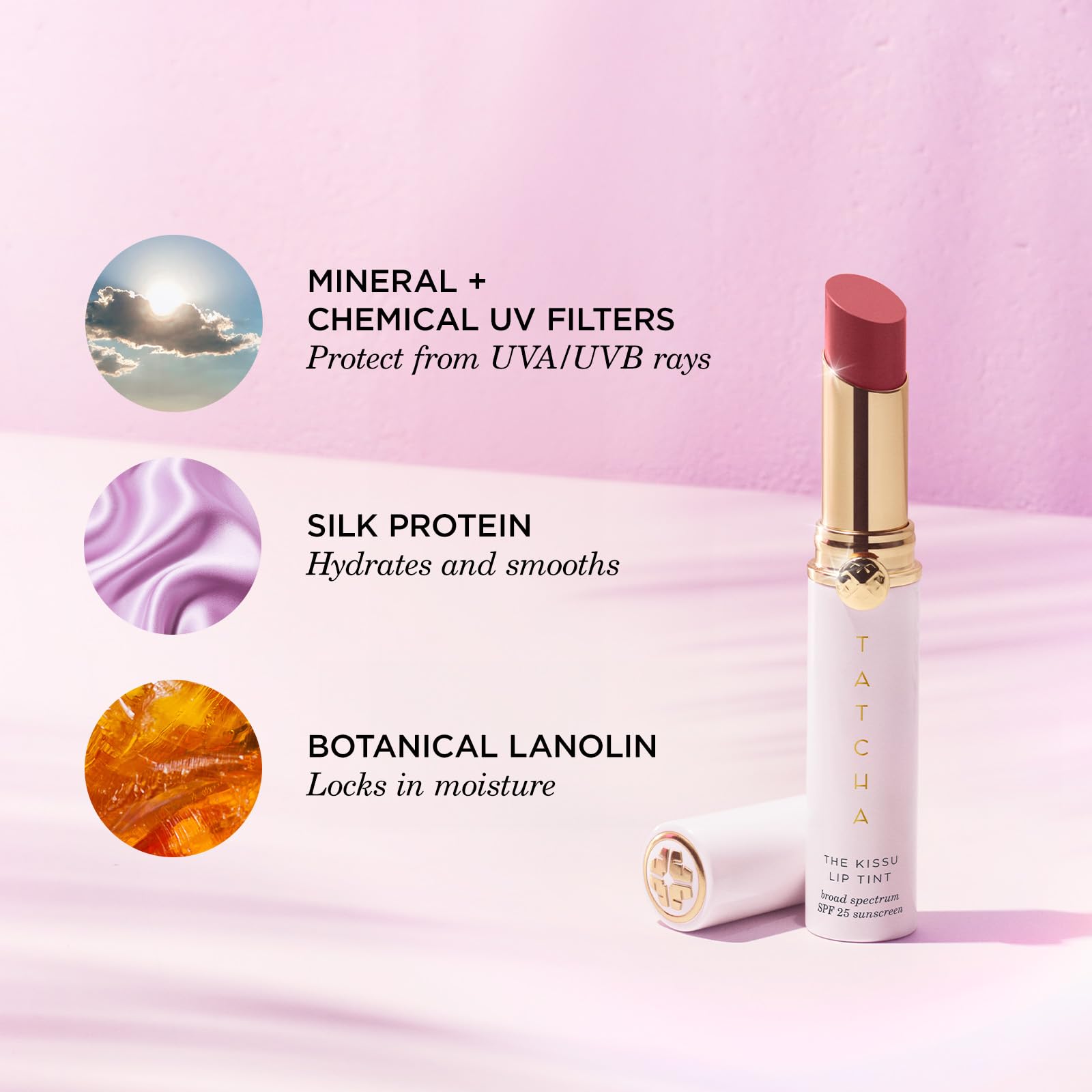 The Kissu Lip Tint SPF 25 - Plum Blossom | Hydrating Tinted Lip Sunscreen, 0.14 oz