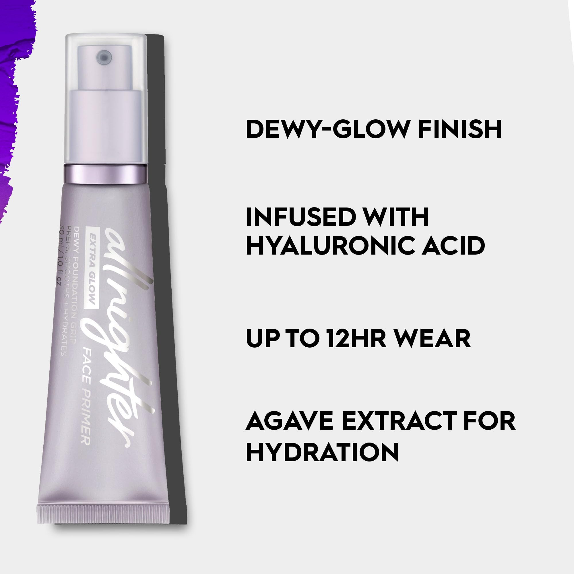 Urban Decay All Nighter Extra Glow Face Primer, Dewy Finish, Smoothing & Hydrating Base for Foundation Face Makeup, Hyaluronic Acid & Agave Extract, Paraben-free - 1 fl oz