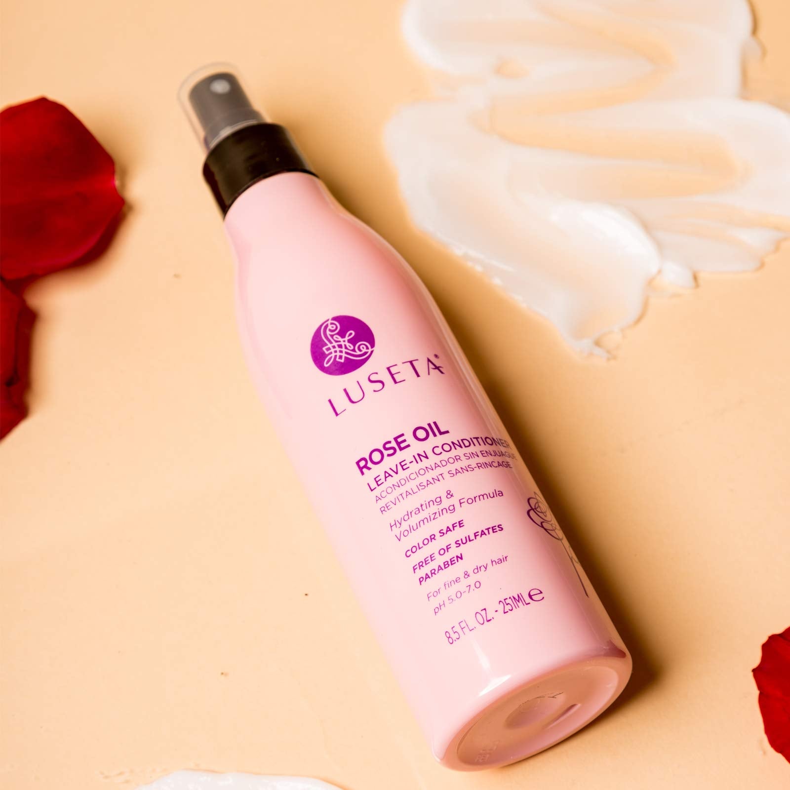 Luseta Rose Oil Leave in Conditioner for Fine & Dry Hair,Nourishing,Moisture,Volume,Silicone-Free,8.5Fl Oz