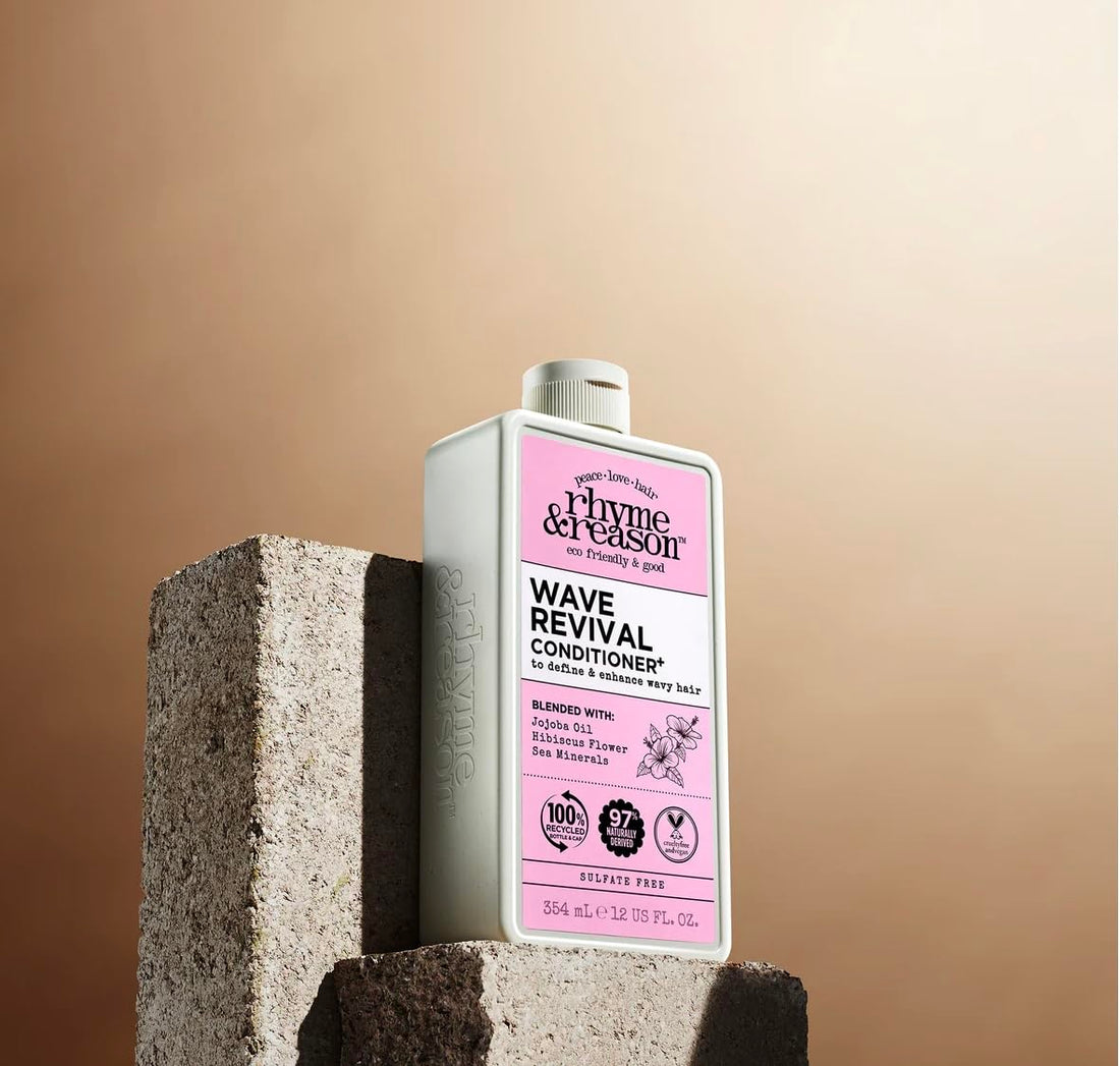 Rhyme & Reason Wave Revival Shampoo & Conditioner SET. 13 Fl. Oz. Each Bottle. To Define & Enhance Wavy Hair. Vegan Cruelty Free., White