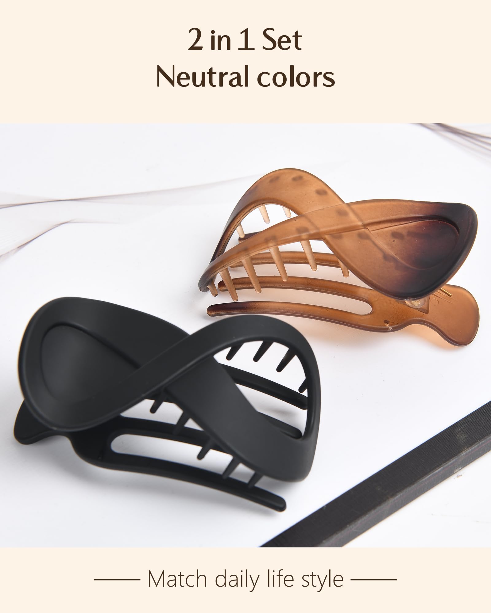 Yanibest 2pcs 3.3 Inch Hair Clip Flat Hair Clips for Women and Girls - Stylish Hair Clips for Thick Hair Hair Banana Barrettes for Styling Hair Accessories for Women