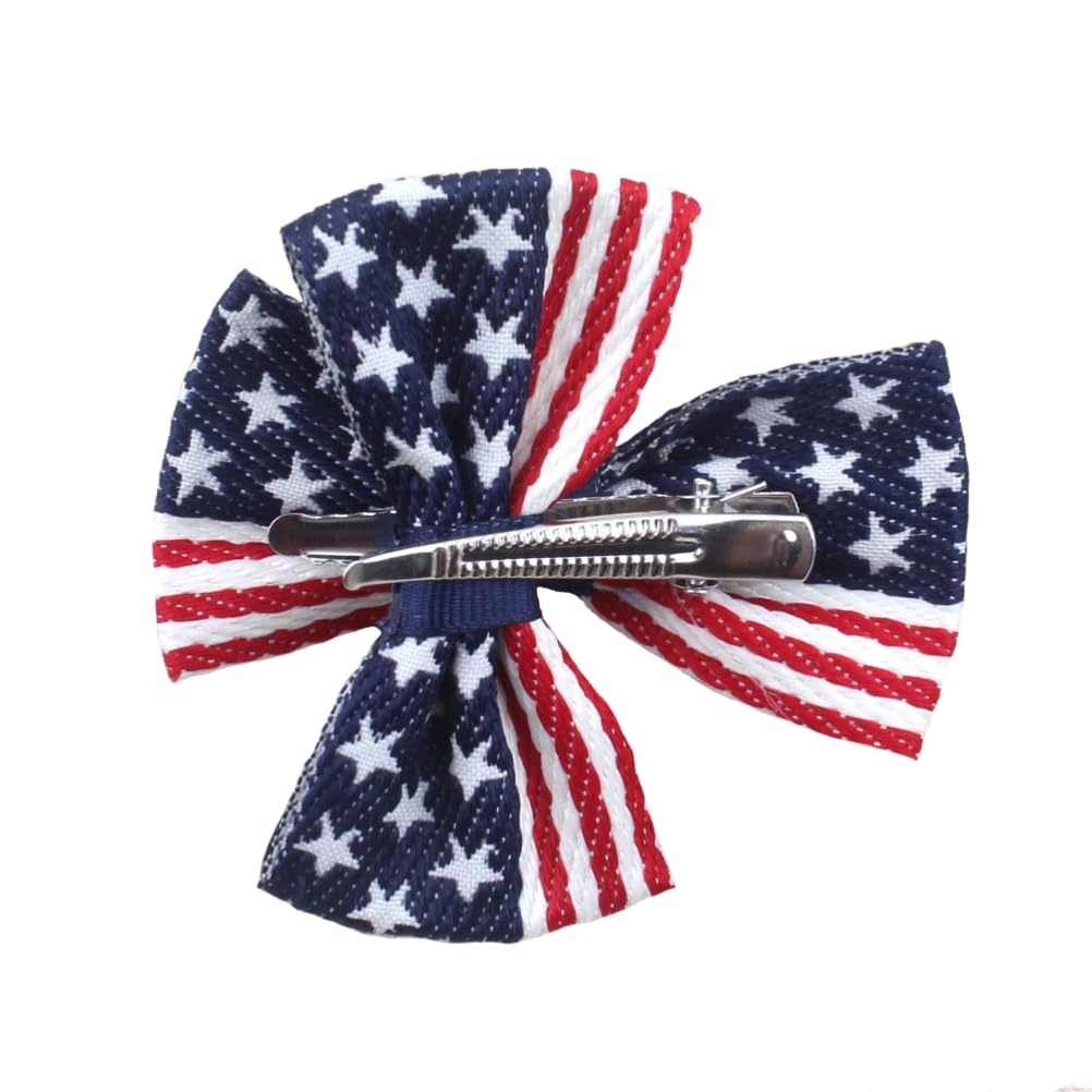 Aysekone 2 Pcs/Pack Baby Girls American Flag Hair Bow Hair Clips Fourth of July Hair Accessories Kids Patriotic Hair Bows Hairgrips