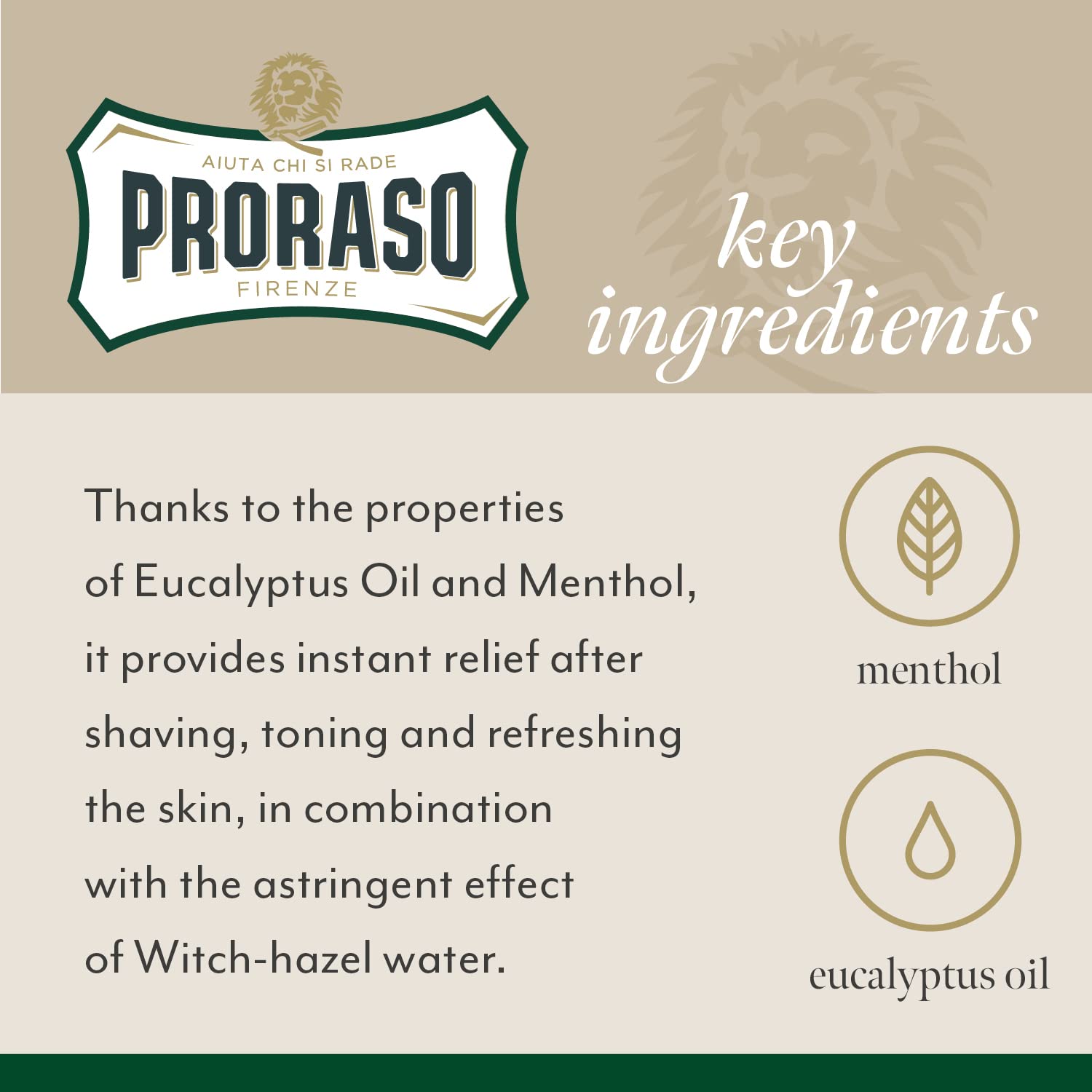 Proraso After Shave Lotion for Men, Refreshing and Toning with Menthol and Eucalyptus Oil, 3.4 Fl Oz (Pack of 1)