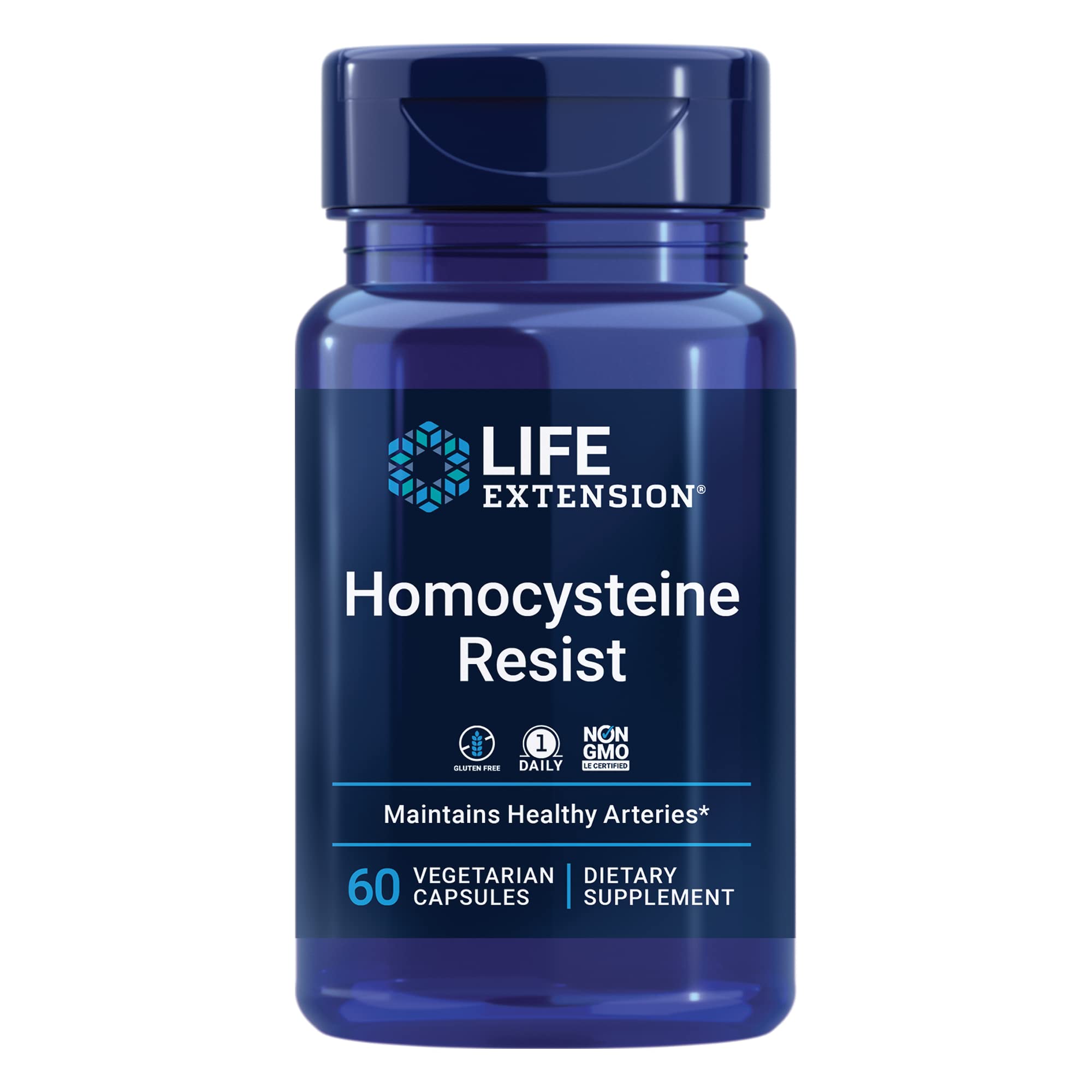 Life Extension Homocysteine Resist - For Heart & Brain, Cognitive Health Support Supplement – Vitamin B2, B6 & B12 + Folate - Once-Daily, Non-GMO, Gluten-Free - 60 Vegetarian Capsules
