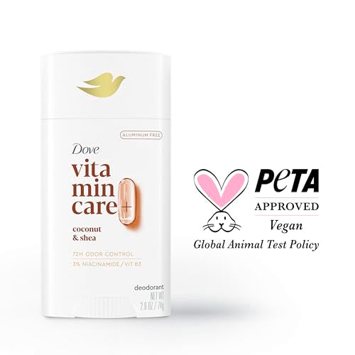 Dove VitaminCare+ Aluminum Free Deodorant Stick for 72H Odor Protection Coconut & Shea Breathable Deodorant for Women 2.6 oz