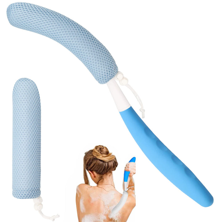 Long Handle Bath Brush,Anti-Slip Curve Handled Bath Body Brush, Back Scrubber for Shower ,Easy Reach for Seniors, Suitable for Elderly/Pregnant Aid Bathing & Shower